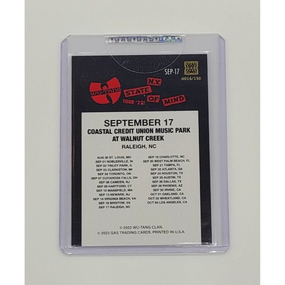 GAS Wu-Tang Clan N.Y. State of Mind 2022 Tour Raleigh NC Poster Trading Card - Picture 3 of 3